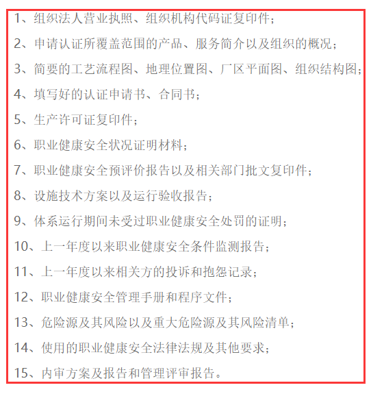做OHSAS18001认证，准备好这15项资料就够啦！