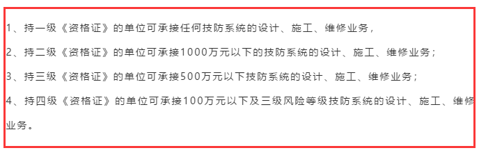 只持有安防资质四级证书，可以承接1000万的安防项目吗？